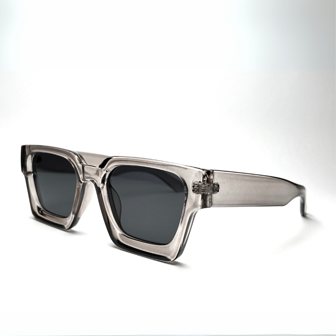 Urban Edge Rectangular Sunglasses - Transparent Grey